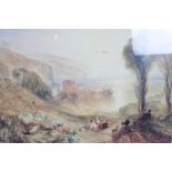 J M W TURNER FIGURES BY A CASTLE RUIN A colour print Limited Edition 34cm x 48cm