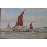 L BLOCKSHAW SEASCAPE WITH SAILING BOATS AND FIGURES A watercolour Signed lower right 19cm x 26cm