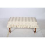 A VICTORIAN DESIGN HARDWOOD AND UPHOLSTERED STOOL the rectangular seat with loose cover on baluster