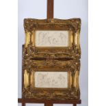 A PAIR OF CONTINENTAL PLAQUES each moulded in high relief depicting classical scenes in gilt frames