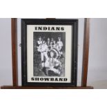 A FRAMED PRINT INDIANS SHOWBAND In ebonised frame 36cm x 28cm