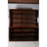 A FINE WILLIAM IV MAHOGANY OPEN FRONT BOOKCASE the moulded cornice above four open shelves joined