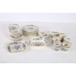 A SIXTY THREE PIECE MASON'S IRONSTONE CHINA STRATHMORE PATTERN PART DINNER AND TEA SERVICE