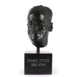 Bronze of James Joyce's Death Mask, cast by Lunts of Birmingham, on Kilkenny marble plinth,