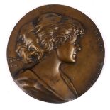 1901 Maude Gonne, bronze relief portrait plaque.