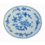 An 18th century Delft-ware, blue and white, oval, strawberry-dish.