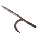 18th century wrought iron pike head, of a type used in the 1798 Rebellion,