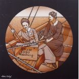 1914 Molly Childers and Mary Spring-Rice aboard the Asgard, by Robert Ballagh,