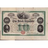 1866 The Irish Republic Ten Dollar Bond, with counterfoil.