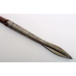 An early 20th century cavalry lance, the hollow-ground triangular head on polished bamboo shaft,