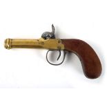 Early 19th century brass-barreled, percussion pocket pistol,