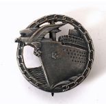 1939-1945 German Kriegsmarine Blockade Breaker's badge, silver and grey.