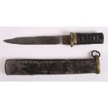 A Japanese tanto, the traditionally forged blade clipped towards the point, on gilt metal mounted,