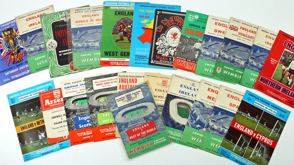 Football Programmes. England International Programmes (1953-1977).