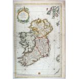 1750s Chart of Ireland by Jacques Nicolas Bellin.