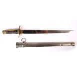 Japanese kai-gunto, police sword, the single edged blade on brass hilt,