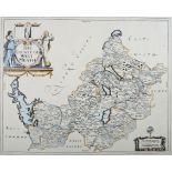 Westmeath, Down Survey, a colour lithograph map of The County of West Meath after Sir William Petty,