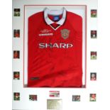 Football 1998 Manchester United treble winners signed jersey signed by 22 squad members and Alex