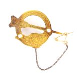 Celtic revival Irish gold Tara Brooch by Egans of Cork, set with two seed pearls,