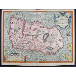 1573 Map of Ireland by Ortelius. A hand-