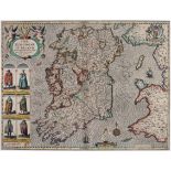 1610-11 Map of Ireland by John Speed, a hand-coloured, engraved map, The Kingdom of Ireland,