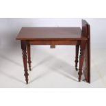 A VICTORIAN MAHOGANY SIDE TABLE of rectangular outline on baluster legs 79cm (h) x 96cm (w) x 55cm