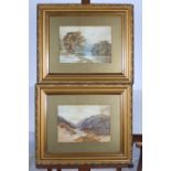 A PAIR OF WATERCOLOURS MOUNTAIN AND LAKE SCENES 24cm x 34cm