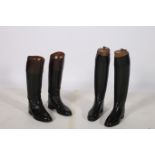 A PAIR OF MAXWELL OF DOVER STREET LONDON HANDMADE LEATHER HUNTING BOOTS together with a pair of