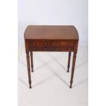 A GEORGIAN MAHOGANY TABLE of rectangular bowed outline the shaped top with four frieze drawers and