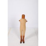 A HARDWOOD AND UPHOLSTERED MANNEQUIN 100cm (h)