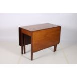 A MAHOGANY AND SATINWOOD INLAID DROP LEAF TABLE the rectangular hinged top raised on square