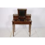 WITHDRAWN- A FINE 19TH CENTURY MAHOGANY AND BRASS INLAID WRITING TABLE the superstructure with