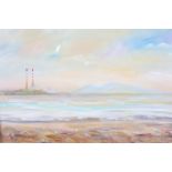 PATTI KINANE SANDYMOUNT STRAND WITH PIGEON HOUSE IN BACKGROUND Oil on canvas Signed lower