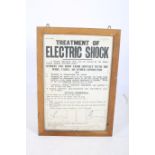 A FRAMED PRINT TREATMENT FOR ELECTRIC SHOCK Inscribed Printed for the Stationery Office by