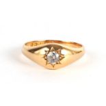 AN 18CT YELLOW GOLD SOLITAIRE DIAMOND DRESS RING approx .