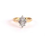 A 9CT GOLD CLUSTER DRESS RING .