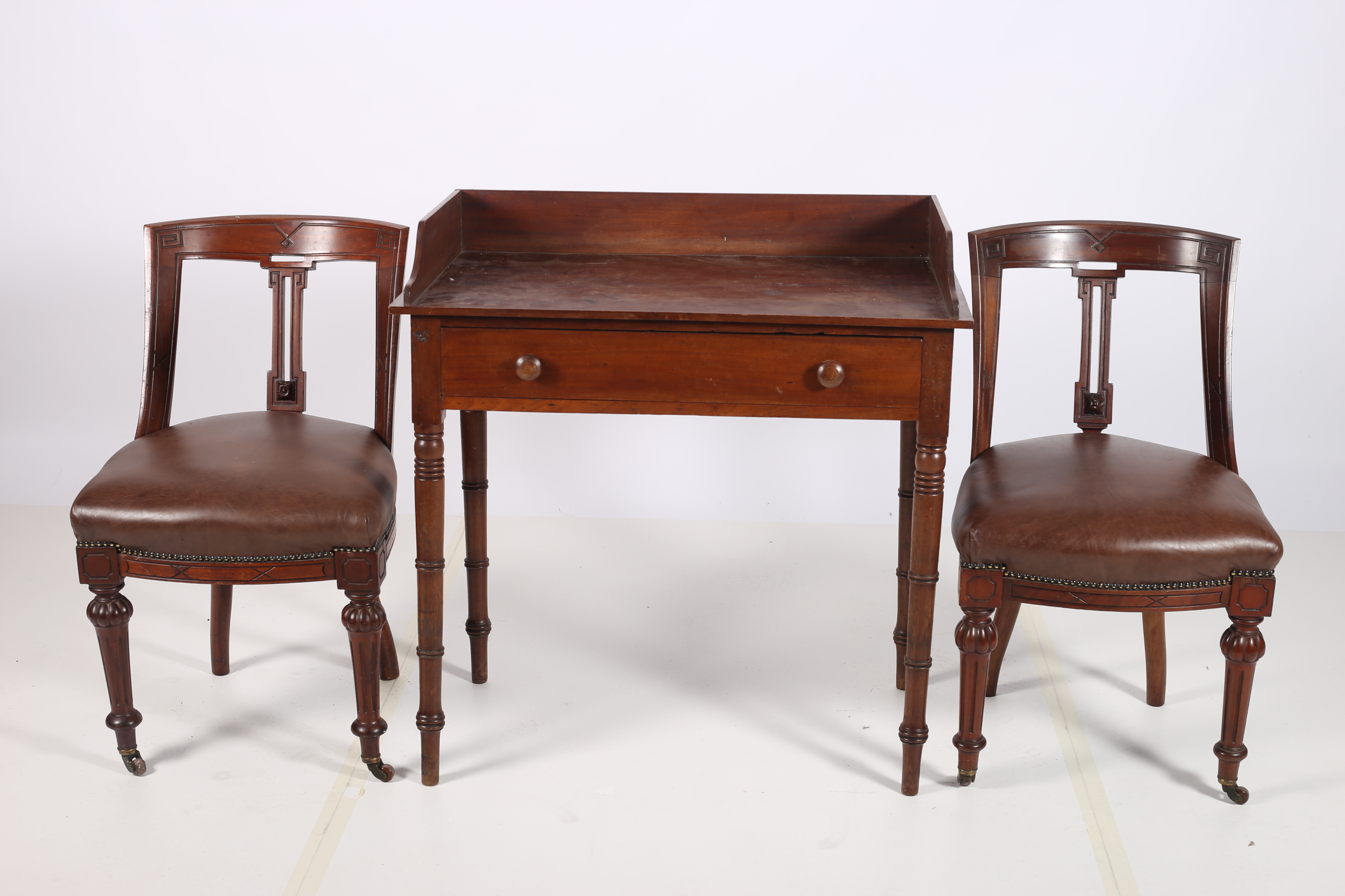 A 19TH CENTURY MAHOGANY SIDE TABLE of rectangular outline with moulded three quarter gallery and