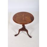 A 19TH CENTURY WINE TABLE of circular outline with specimen inlaid top above a baluster column on