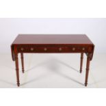 A 19TH CENTURY MAHOGANY SOFA TABLE the rectangular hinged top with three frieze drawers and