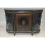 A GOOD 19TH CENTURY EBONISED BURR WALNUT SATINWOOD AND GILT BRASS MOUNTED SIDE CABINET