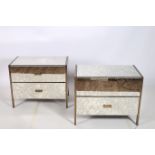 A PAIR OF CONTINENTAL SILVER METAL AND MOTTLED GLASS CHESTS each of rectangular outline with two