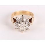 A 9CT GOLD DIAMOND CLUSTER DRESS RING