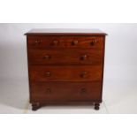 A GOOD 19TH CENTURY MAHOGANY CHEST of rectangular outline the shaped top with two short and three