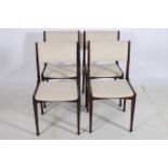 A SET OF FOUR RETRO MAHOGANY AND UPHOLSTERED DINING CHAIRS designed by Amedeo Cassina Italy