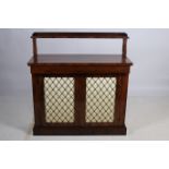 A GOOD 19TH CENTURY ROSEWOOD SIDE CABINET of rectangular outline the superstructure with moulded