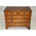 A SHERATON DESIGN MAHOGANY CROSS BANDED AND SATINWOOD INLAID CHEST