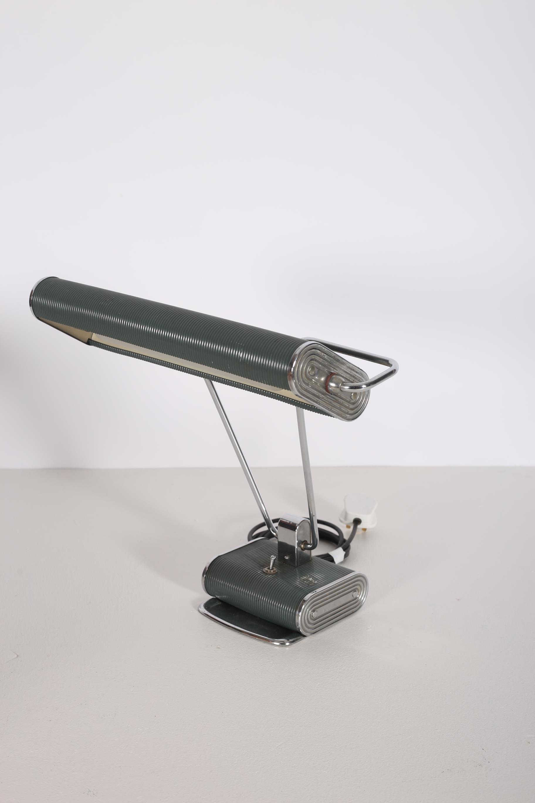 A RARE EILEEN GRAY DESK LAMP produced 1960s by Juno France with original tube light painted in rare