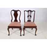 TWO GEORGE lll DESIGN MAHOGANY NURSING CHAIRS each with an upholstered drop in seat on cabriole