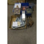 TWO BOX LOTS to include a collection of fine art catalogues carved wood figure etc etc