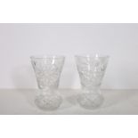 A PAIR OF CUT GLASS VASES each of cylindrical tapering bulbous form 36cm (h) x 23cm (d)